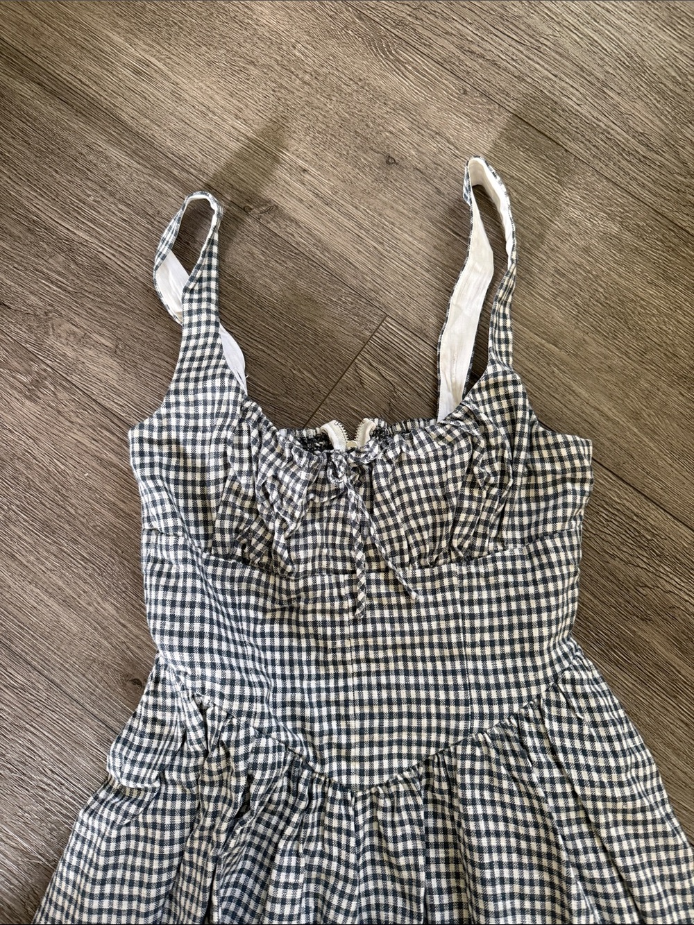 LIKE NEW REFORMATION Balia Linen Dress, Remy Check, size 4 - Picture 6 of 9